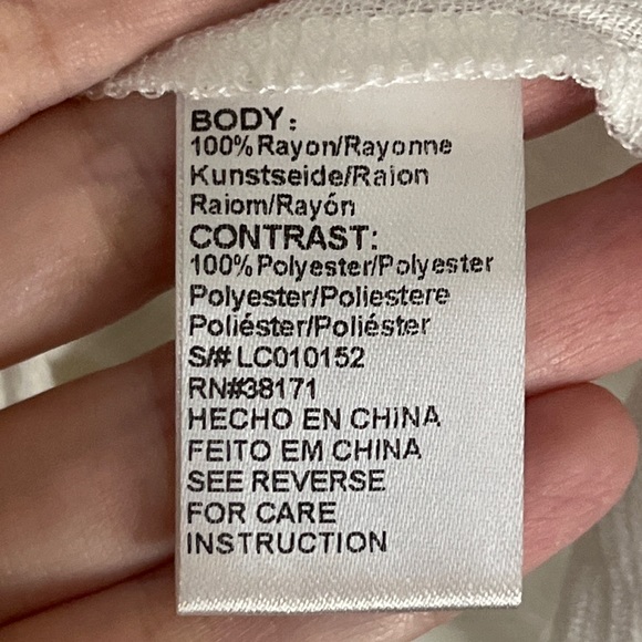 Lucca White Top Sheer Lace Lightweight Boho Flowy Tee Shirt Blouse Keyhole Sz S - Picture 7 of 9